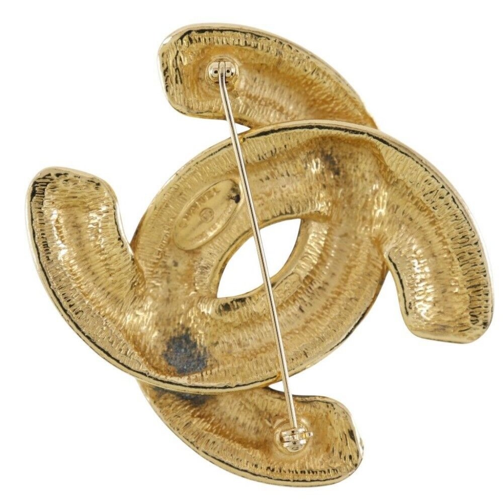 CHANEL COCO Mark Brooch Matelasse Plated Gold 34.3g Women - Picture 3 of 8